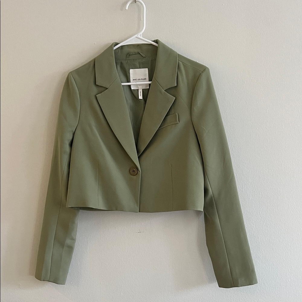 Sage cropped blazer
